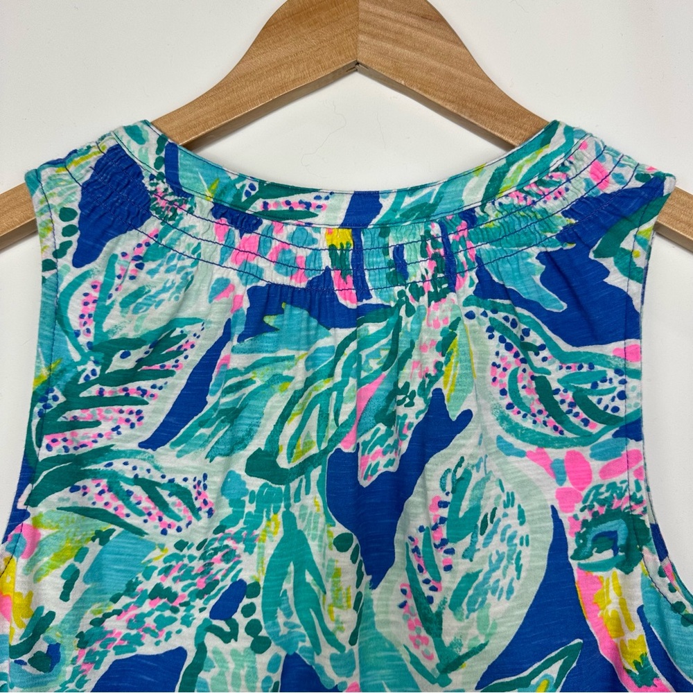 Lilly Pulitzer Essie Wake Up Call Tropical Floral & Toucan Sleeveless Top Sz S - Picture 7 of 11